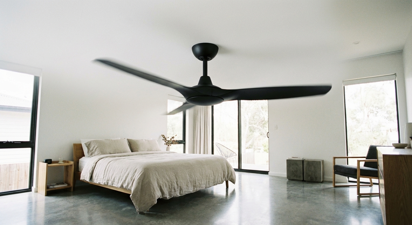 Stylish ceiling fan installation