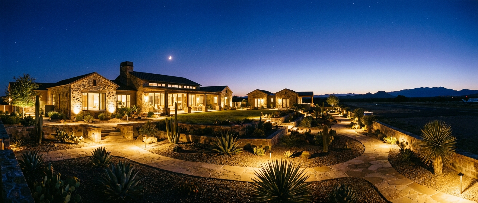 Beautiful landscape lighting installation